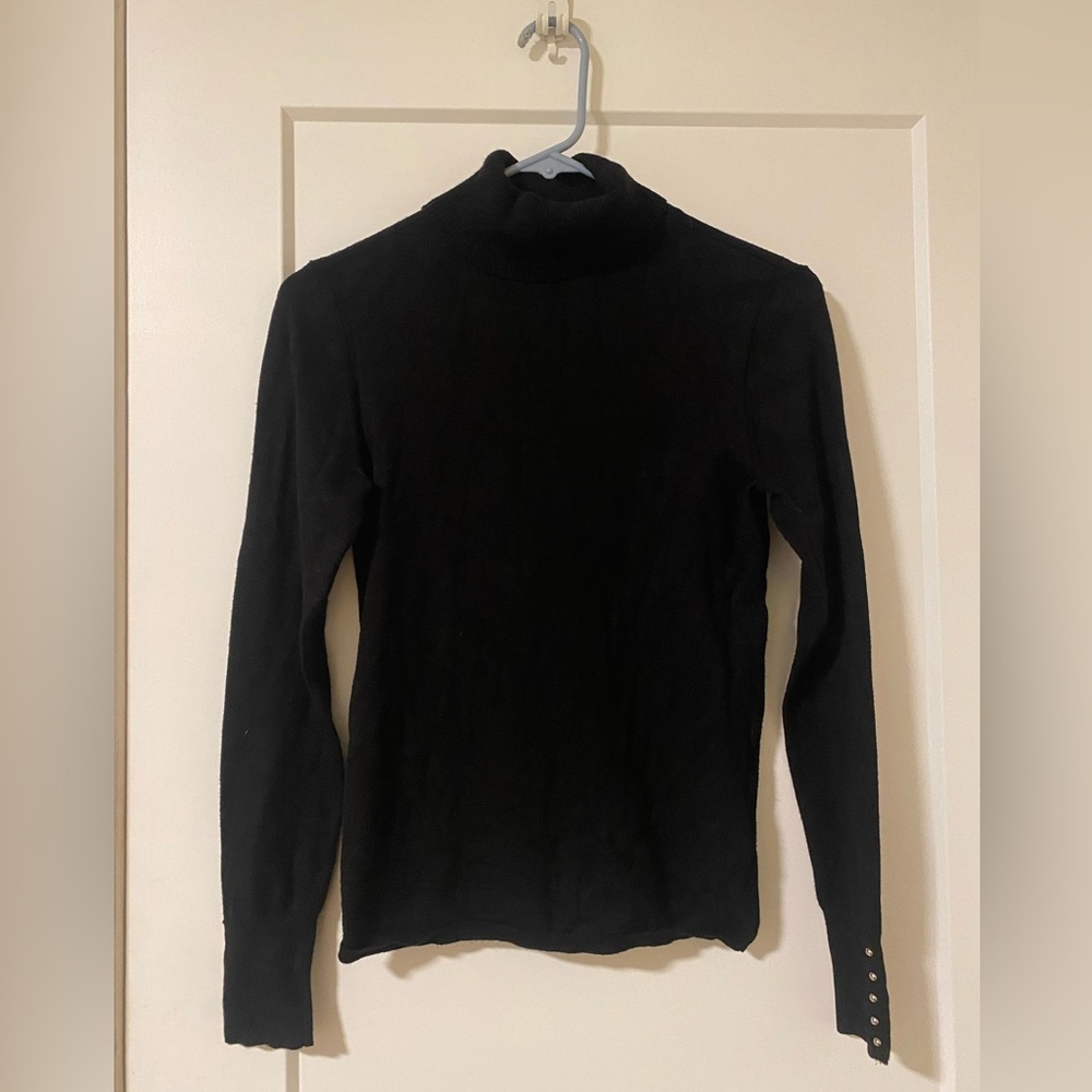 White House Black Market Elegant Black Knit Top